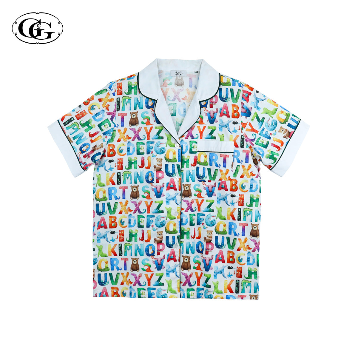 G&G - Pajama Set Short-Sleeve Collared Shirt and Shorts Cotton EN1C005 White (WH) - OCC LIFE