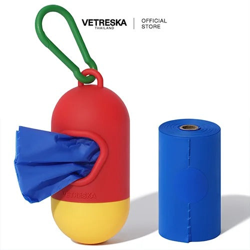 Vetreska - Chroma Pet Poop Bags & Dispenser  (1 roll + 1 dispenser) - Red - OCC LIFE