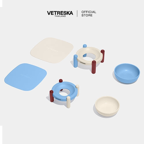 Vetreska - Mist and Merlot Pet Bowl & Mat Set - OCC LIFE