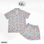 G&G - Pajama Set Short-Sleeve Shirt with Collar and Shorts EN1C010 Light Blue (SX) - OCC LIFE