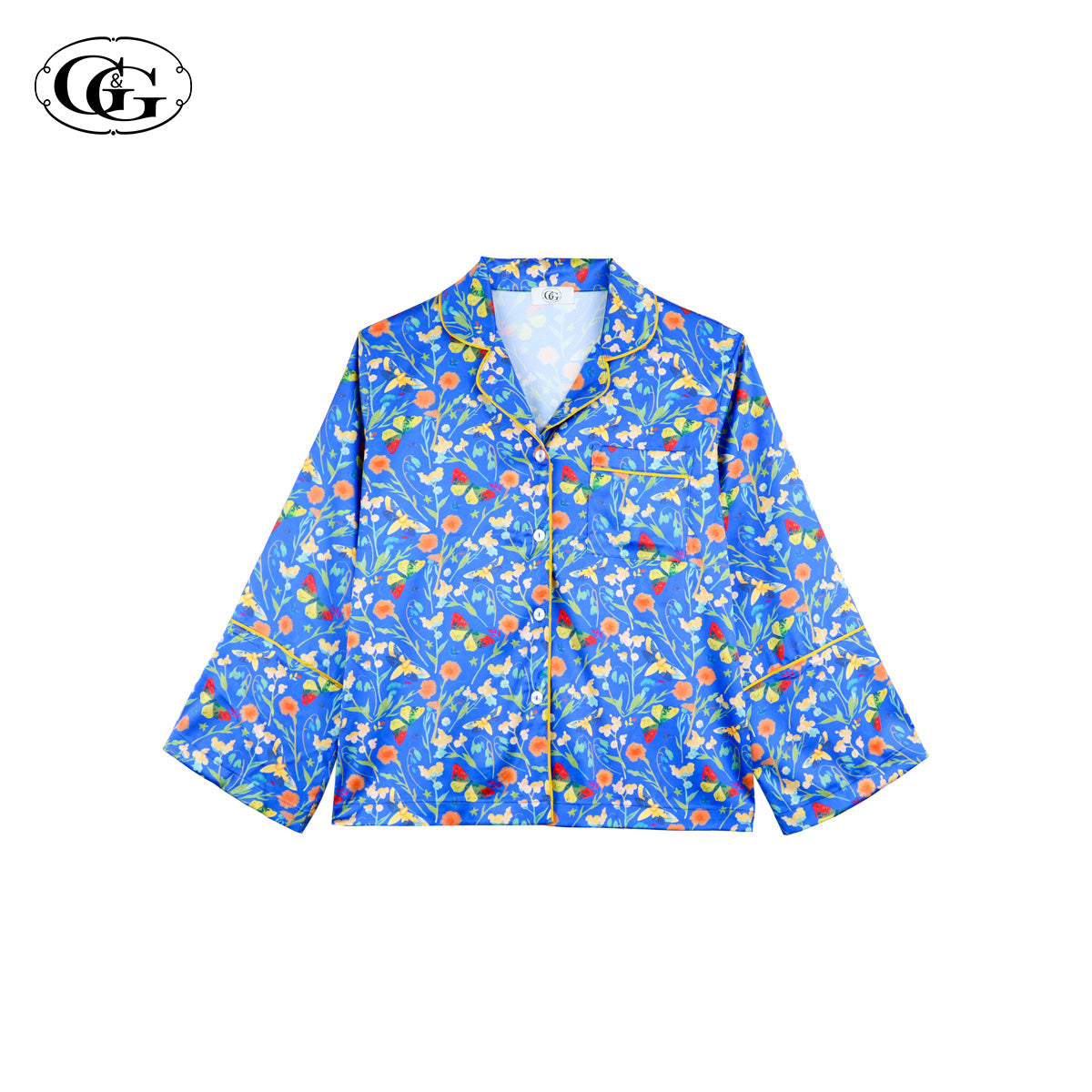 G&G - Pajama Set Long-Sleeve Collared Shirt and Long Pants Satin EN5S001 - OCC LIFE