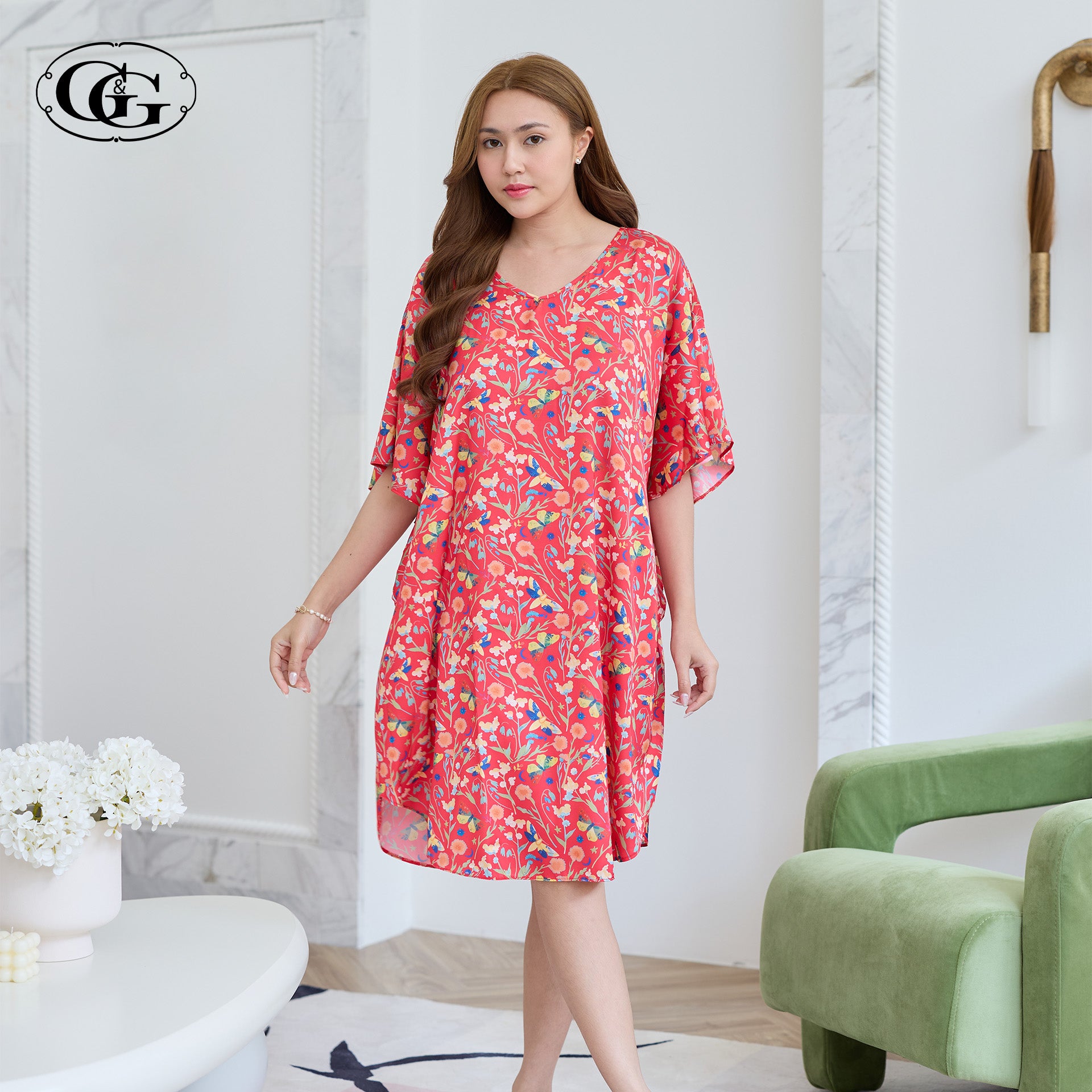 G&G - Pajama Dress Batwing Sleeve Satin EN8S002 - OCC LIFE