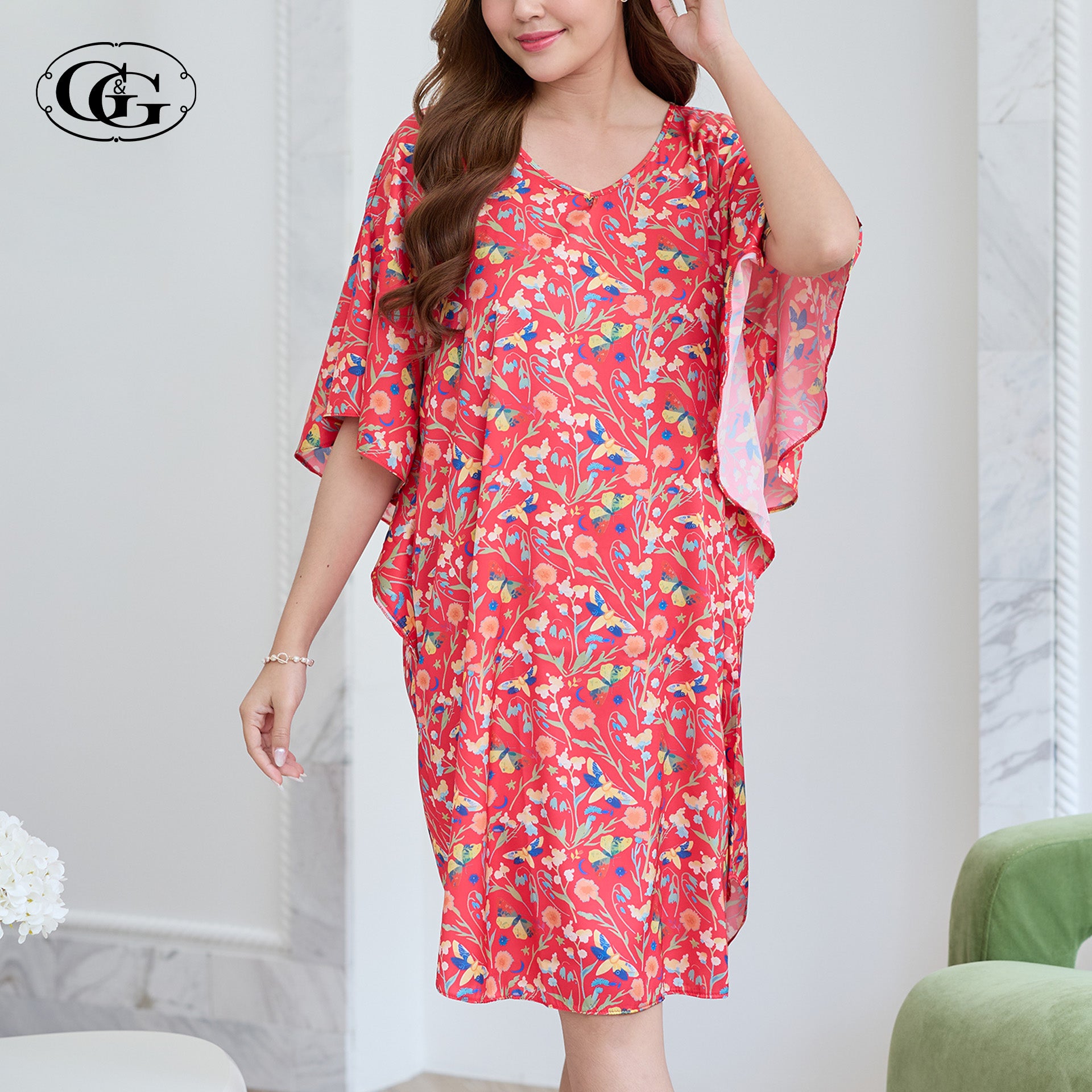 G&G - Pajama Dress Batwing Sleeve Satin EN8S002 - OCC LIFE