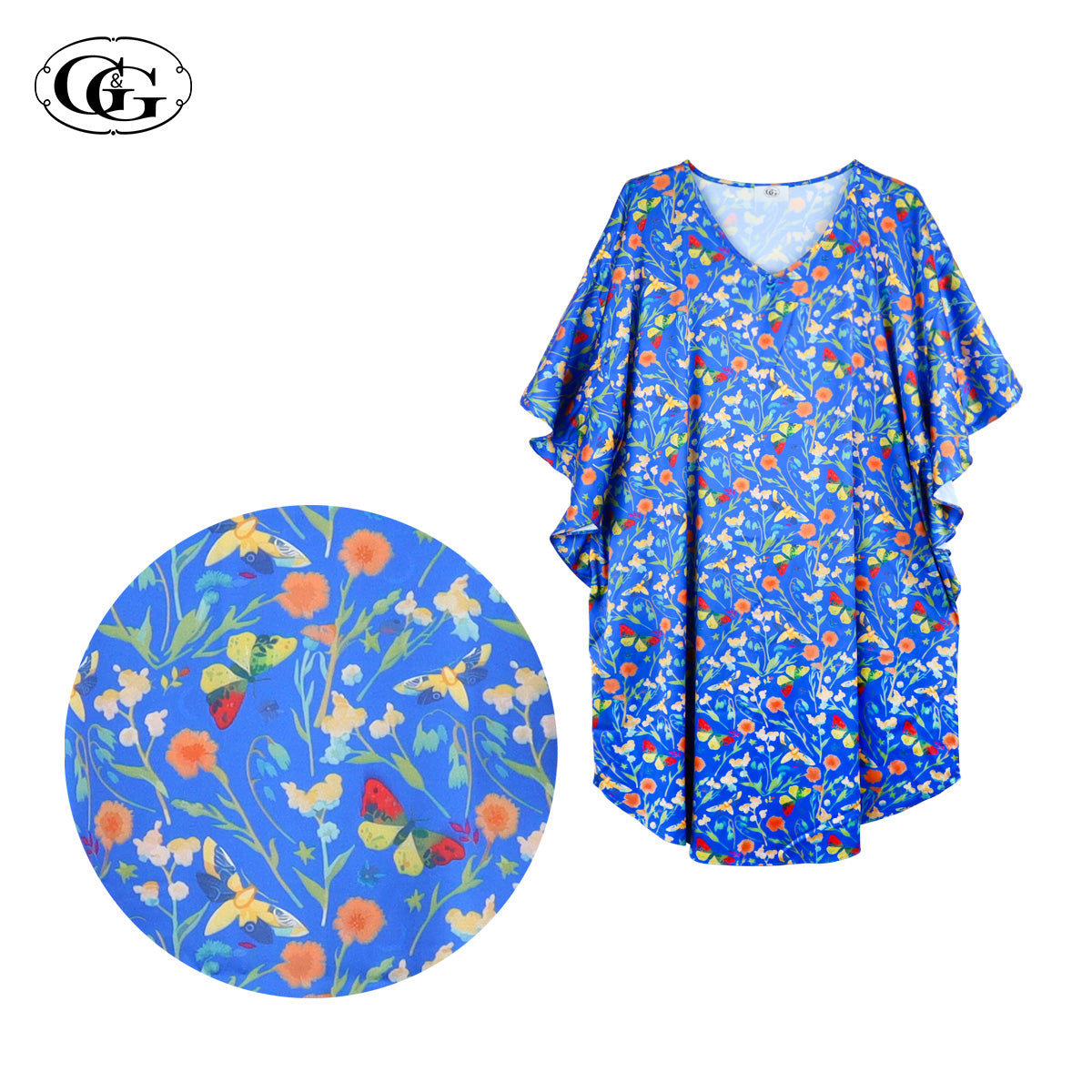 G&G - Pajama Dress Batwing Sleeve Satin EN8S002 - OCC LIFE