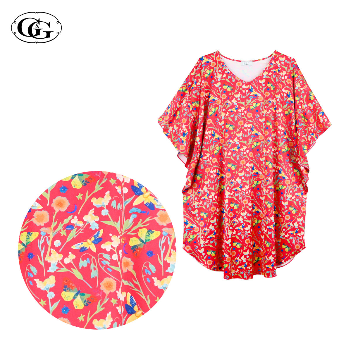 G&G - Pajama Dress Batwing Sleeve Satin EN8S002 - OCC LIFE