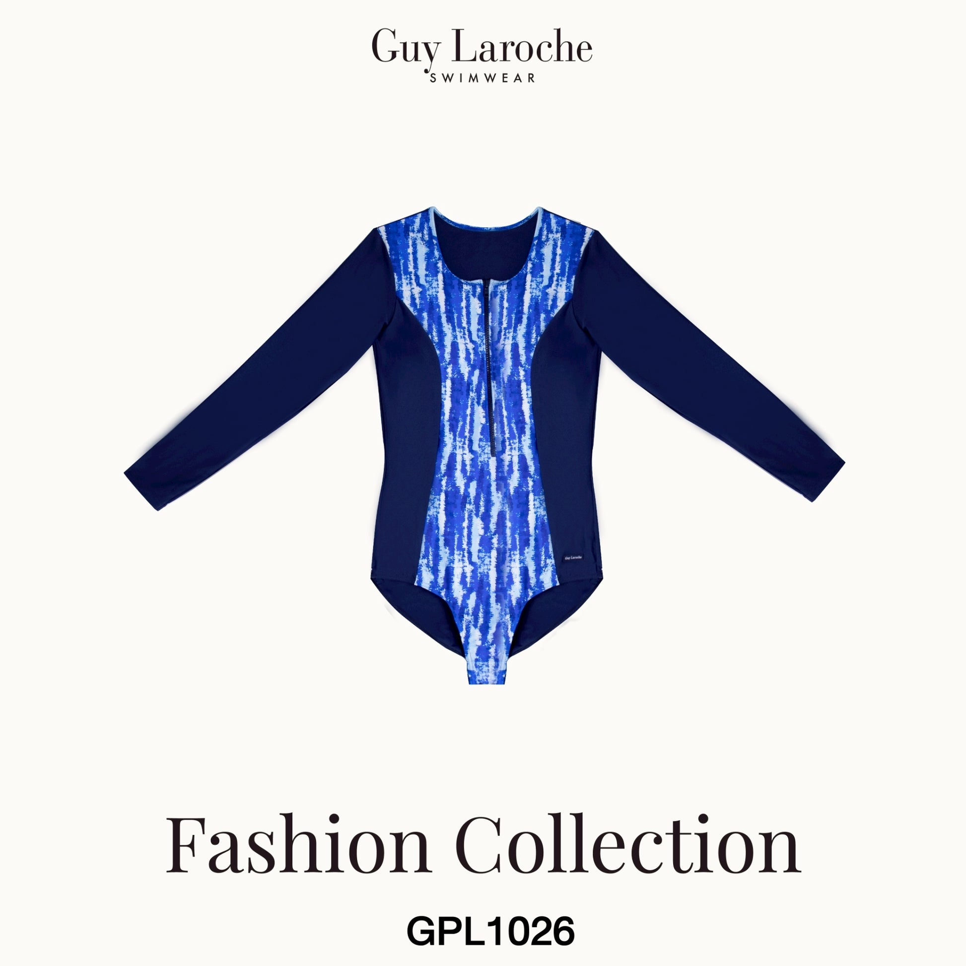 Guy Laroche Swimwear - Plus Size Long Sleeve One-Piece Swimsuit GPL1026 - OCC LIFE