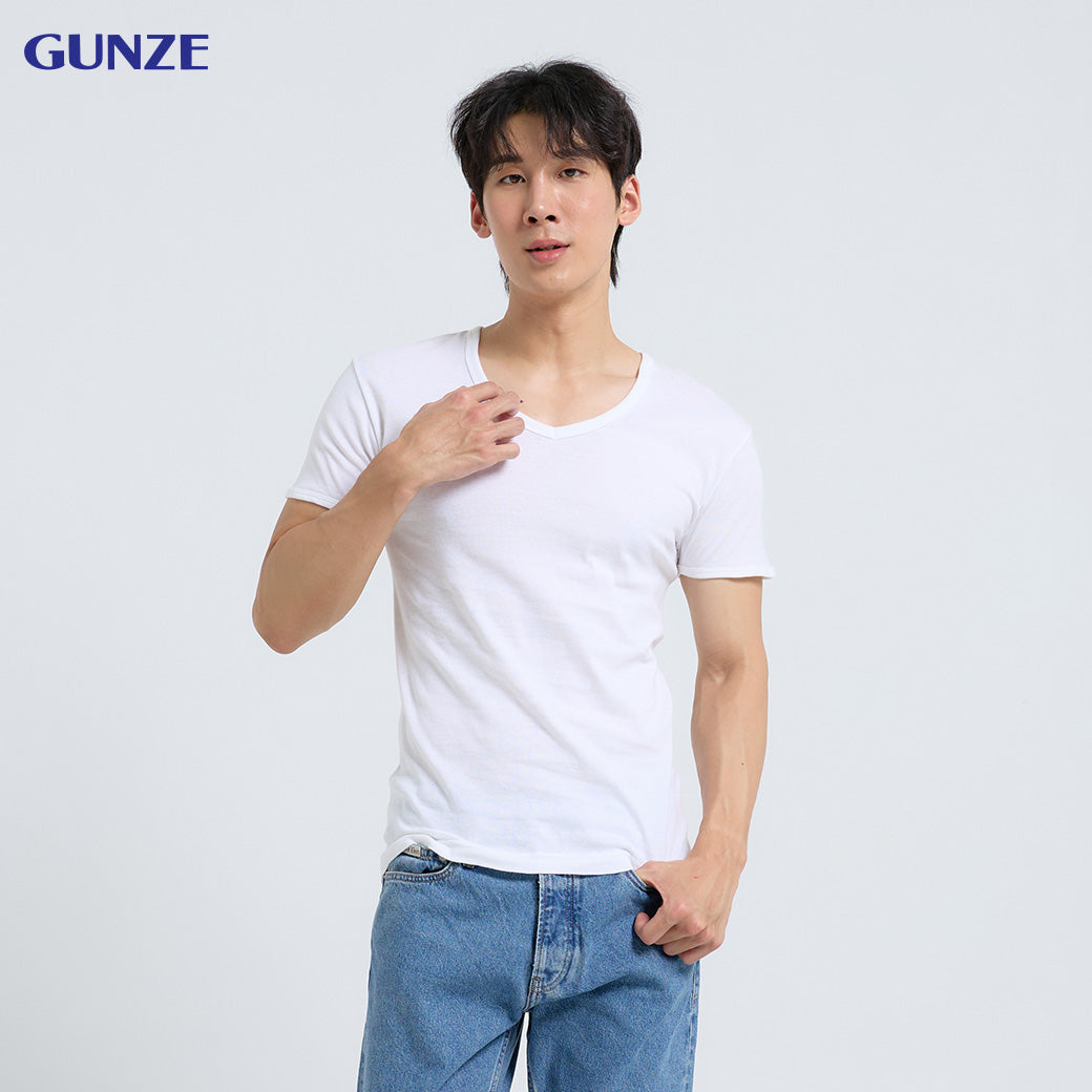 GUNZE - Men’s V-Neck T-Shirt – Short Sleeve GS1631 - OCC LIFE