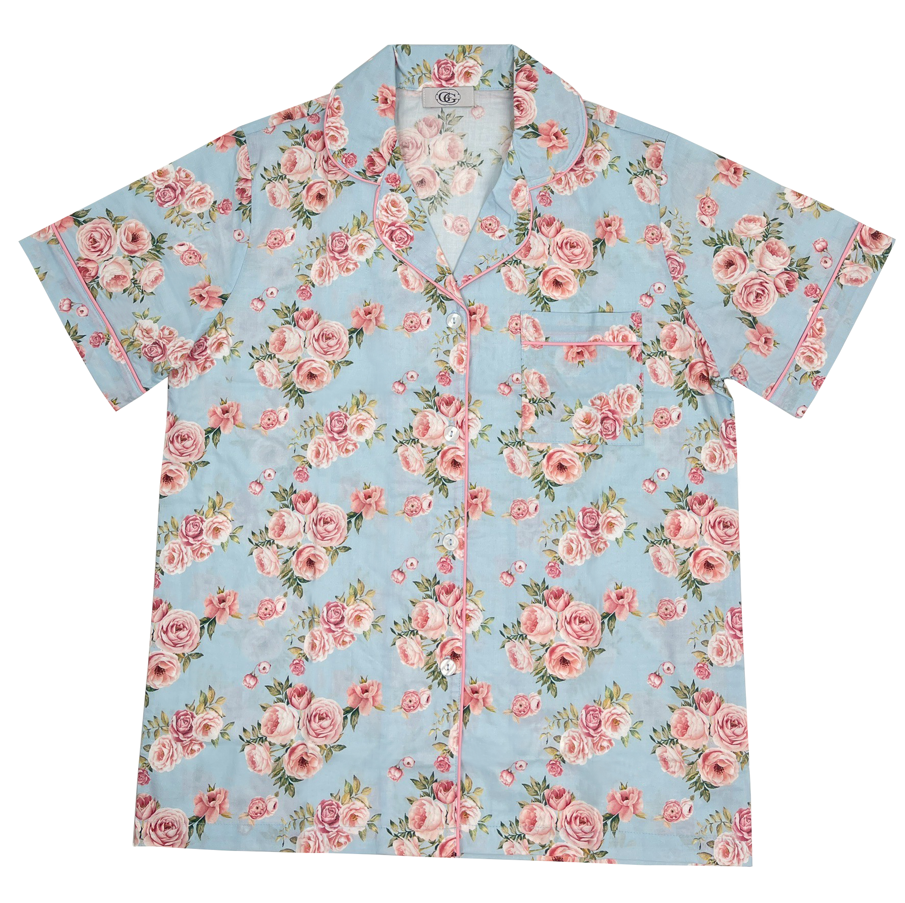 G&G - Pajama Set Short-Sleeve Shirt with Collar and Shorts EN1C010 Light Blue (SX) - OCC LIFE