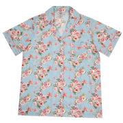 G&G - Pajama Set Short-Sleeve Collared Shirt and Long Pants Cotton Rose Print EN4C012 Light Blue (SX) - OCC LIFE