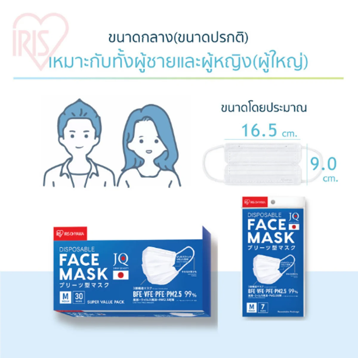 IRIS OHYAMA - Face Mask – White (M Size) 7 pcs - OCC LIFE