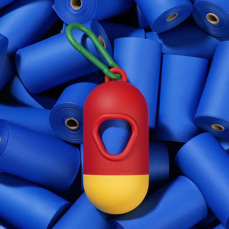 Vetreska - Chroma Pet Poop Bags & Dispenser  (1 roll + 1 dispenser) - Red - OCC LIFE