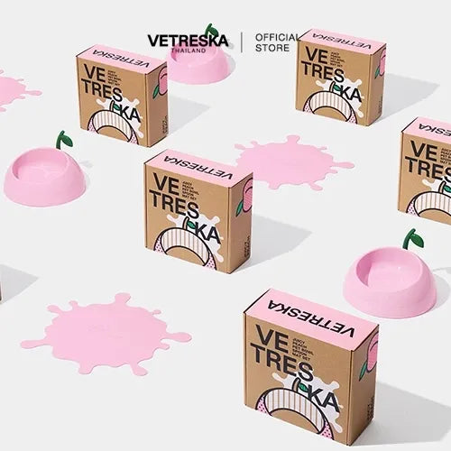 Vetreska - Juicy Peach Pet Bowl, Spoon & Mat Set - OCC LIFE
