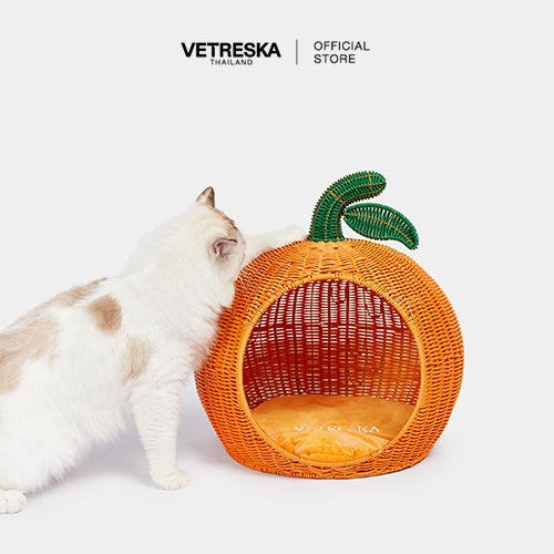 Vetreska - Tangerine Rattan Pet Bed - OCC LIFE