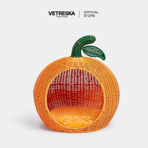 Vetreska - Tangerine Rattan Pet Bed - OCC LIFE