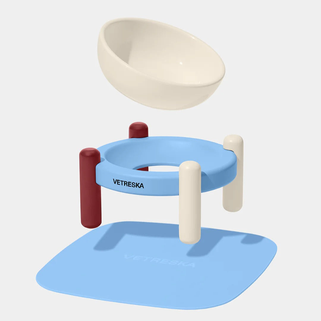 Vetreska - Mist and Merlot Pet Bowl & Mat Set - OCC LIFE