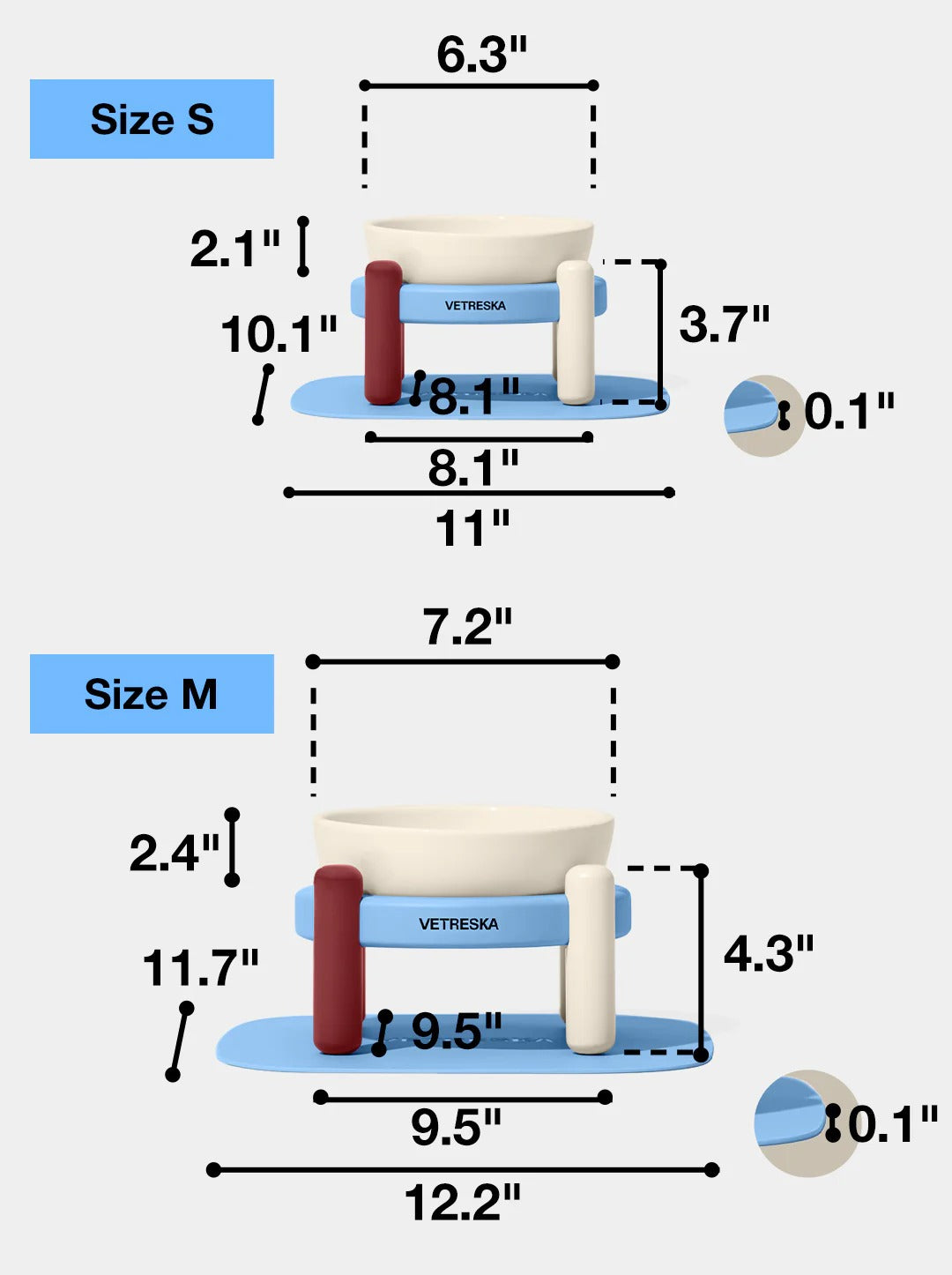 Vetreska - Mist and Merlot Pet Bowl & Mat Set - OCC LIFE