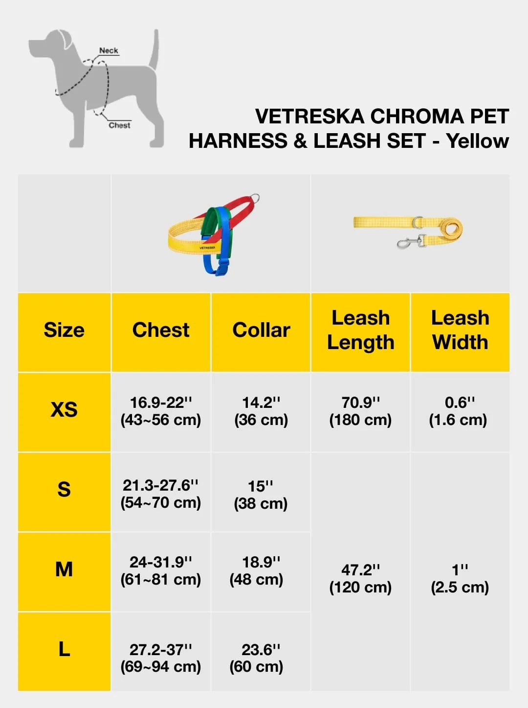 VETRESKA - Chroma Pet Harness & Leash Set - Yellow - OCC LIFE
